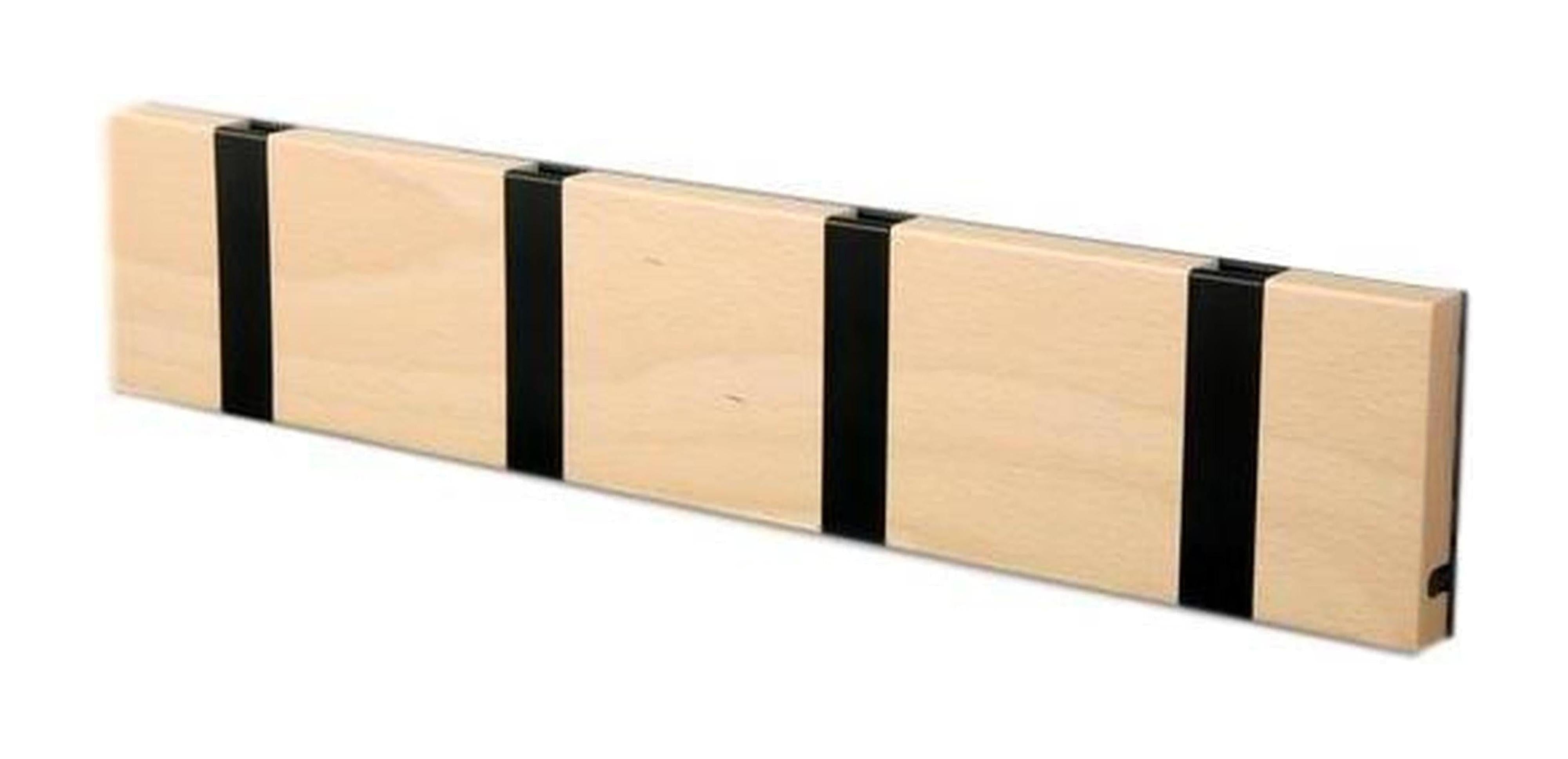 [product_category]-Loca Knax Horizontal Coat Rack 4 Hooks, Beech Oiled/Black-LOCA-5711394140023-10411O-LOC-1