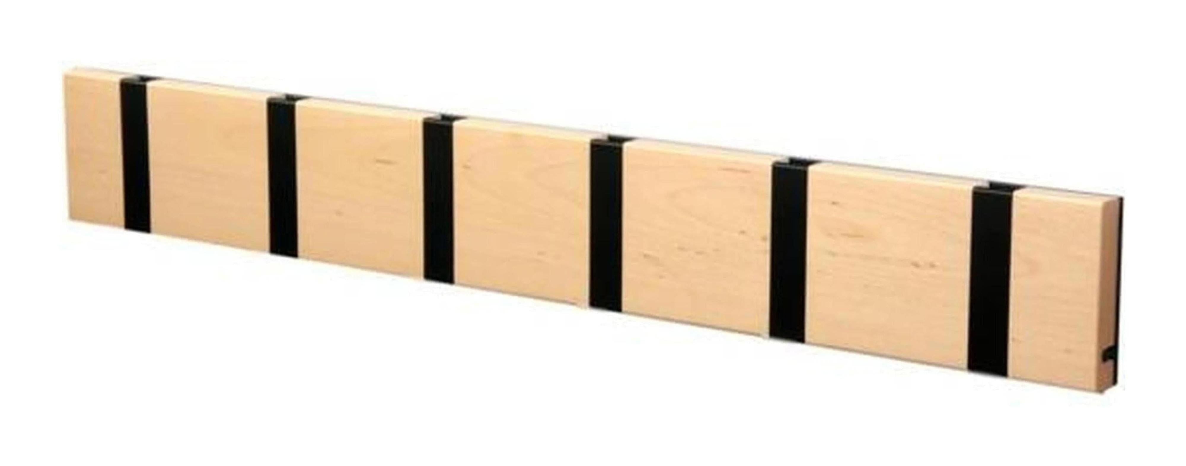 [product_category]-Loca Knax Horizontal Coat Rack 6 Hooks, Birch Oiled/Black-LOCA-5711394160526-10681O-LOC-1