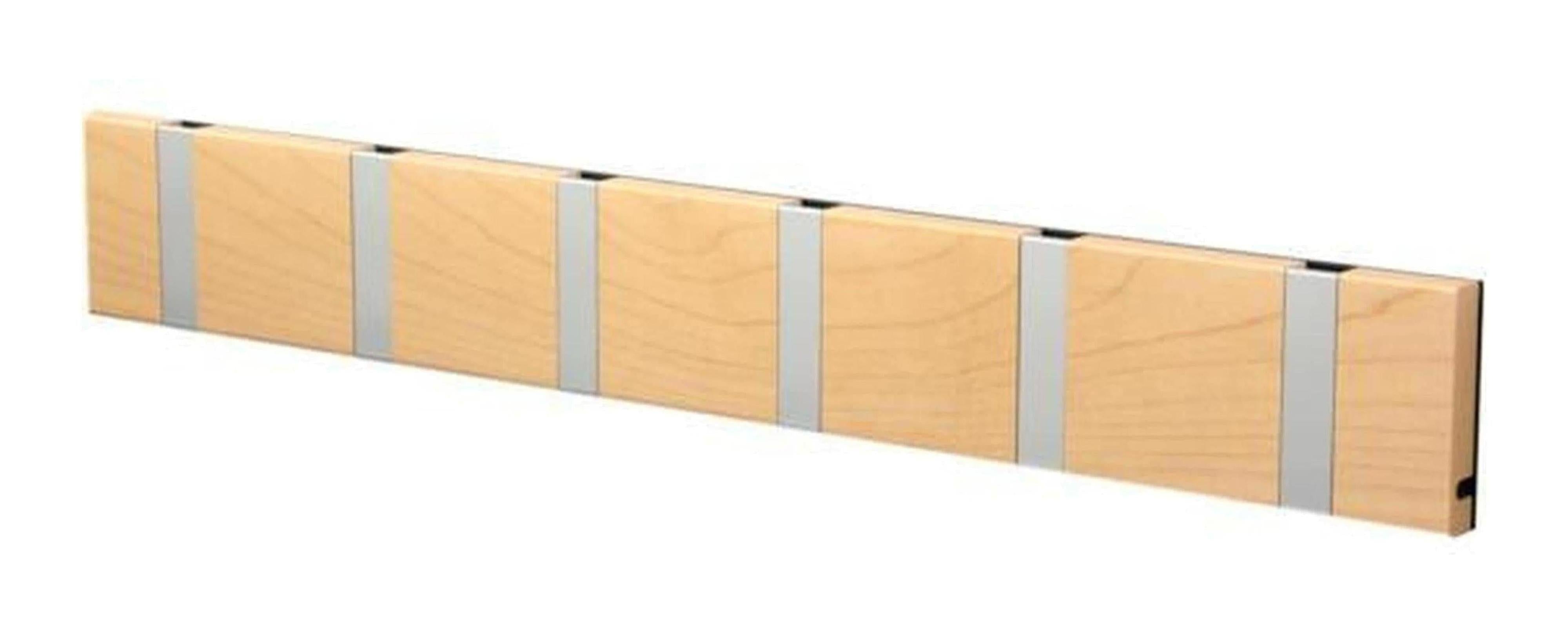 [product_category]-Loca Knax Horizontal Coat Rack 6 Hooks, Maple Untreated/Grey-LOCA-5711394160502-10672U-LOC-1