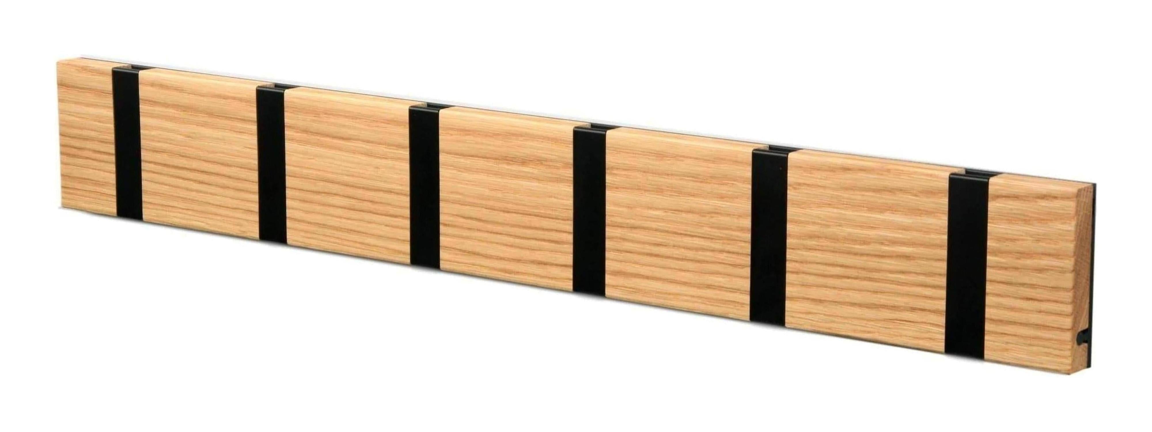 [product_category]-Loca Knax Horizontal Coat Rack 6 Hooks, Oak Oiled/Black-LOCA-5711394160618-10691O-LOC-1