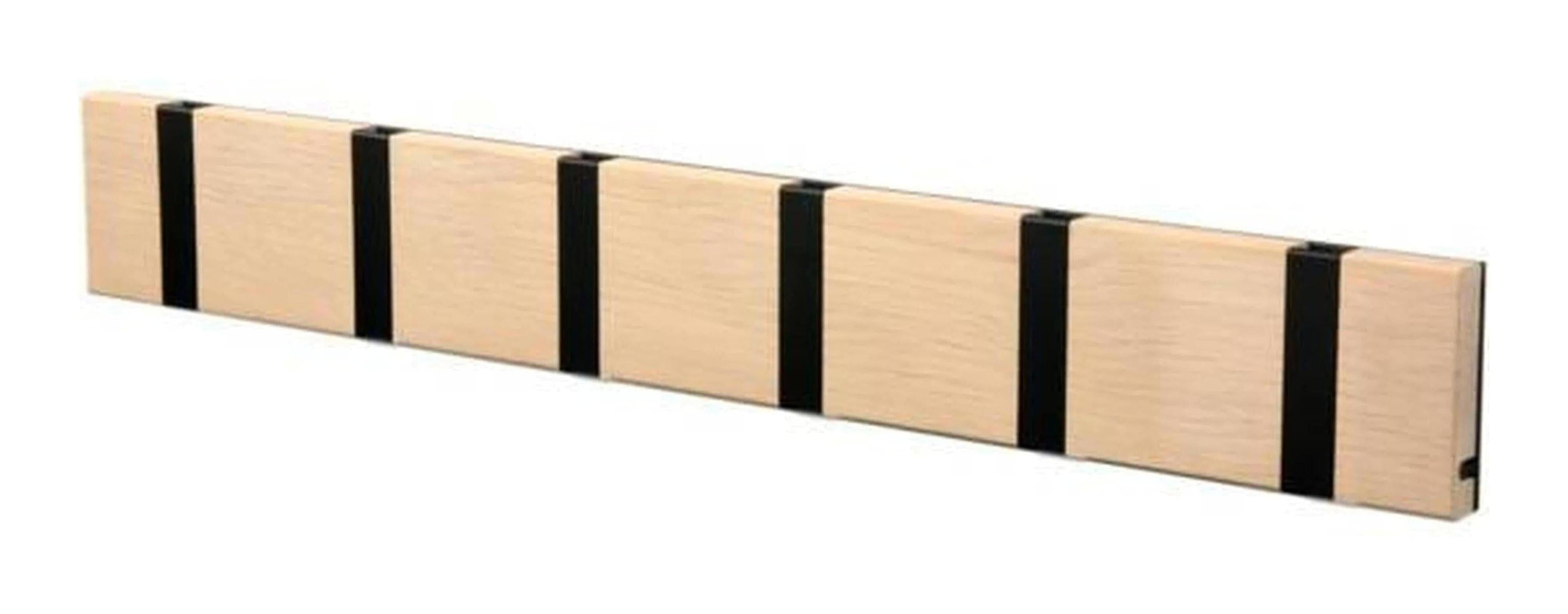 [product_category]-Loca Knax Horizontal Coat Rack 6 Hooks, Oak Untreated/Black-LOCA-5711394160625-10691U-LOC-1