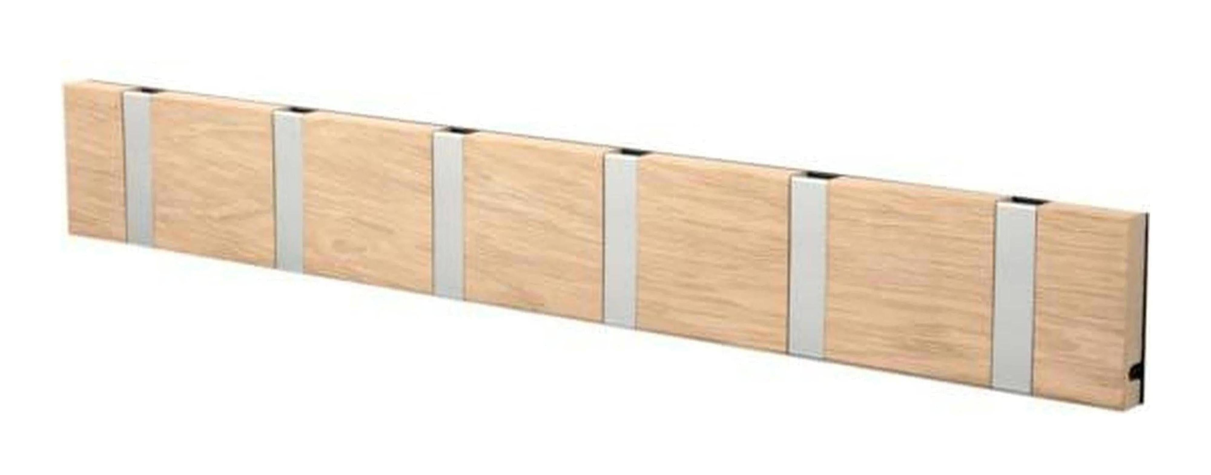 [product_category]-Loca Knax Horizontal Coat Rack 6 Hooks, Oak Untreated/Grey-LOCA-5711394160663-10692U-LOC-1