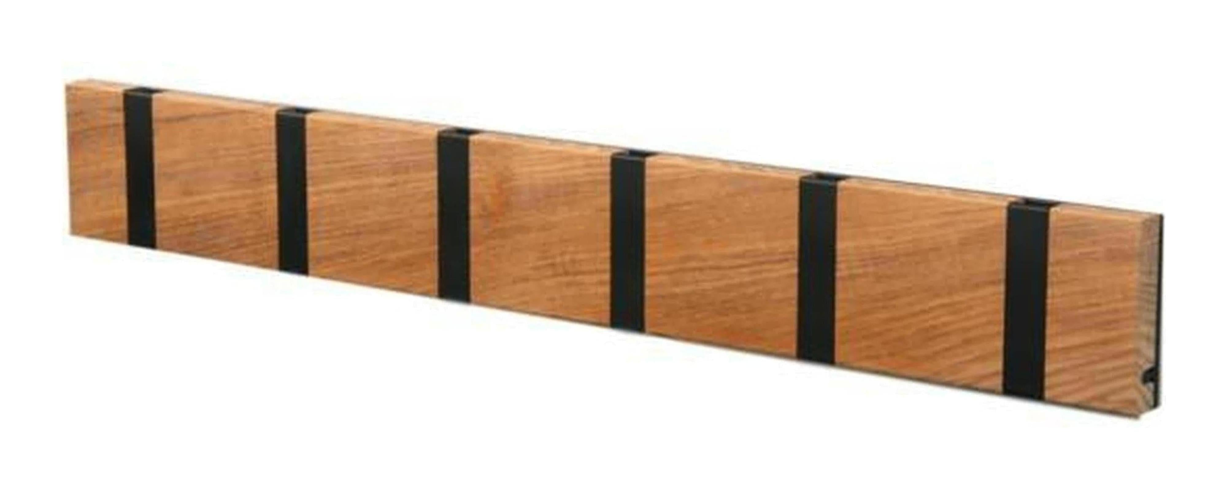 [product_category]-Loca Knax Horizontal Coat Rack 6 Hooks, Teak Oiled/Black-LOCA-5711394160144-106131O-LOC-1