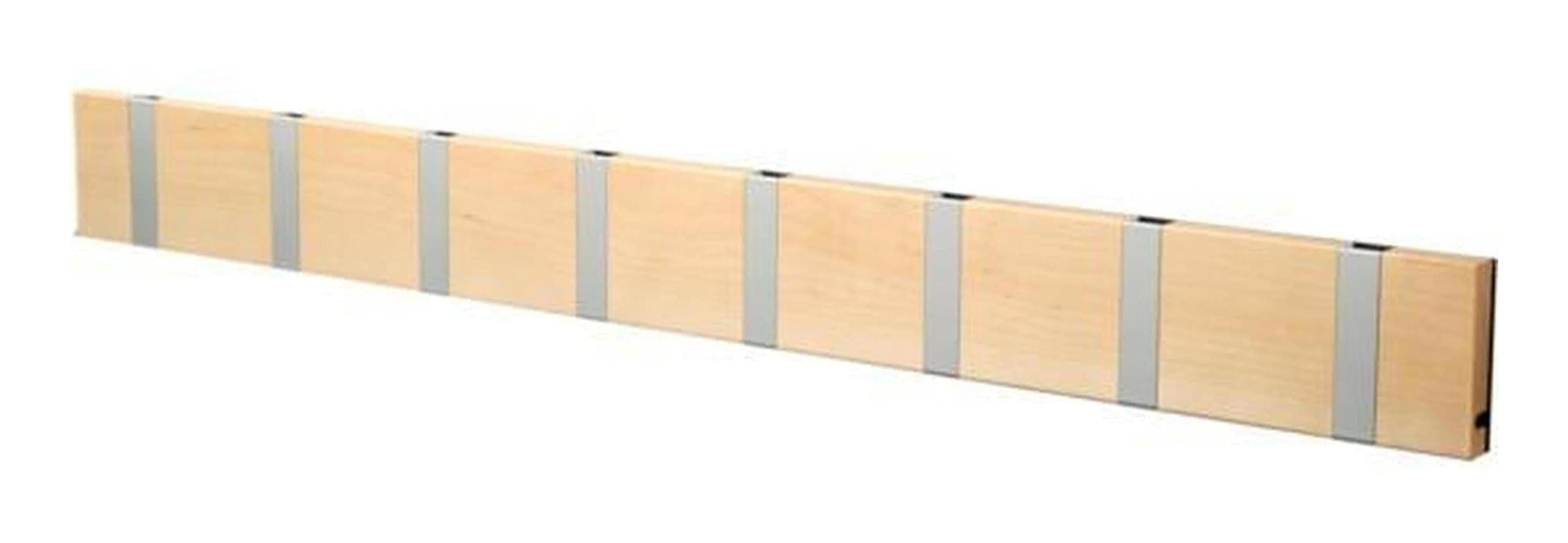[product_category]-Loca Knax Horizontal Coat Rack 8 Hooks, Birch Untreated/Grey-LOCA-5711394180586-10882U-LOC-1