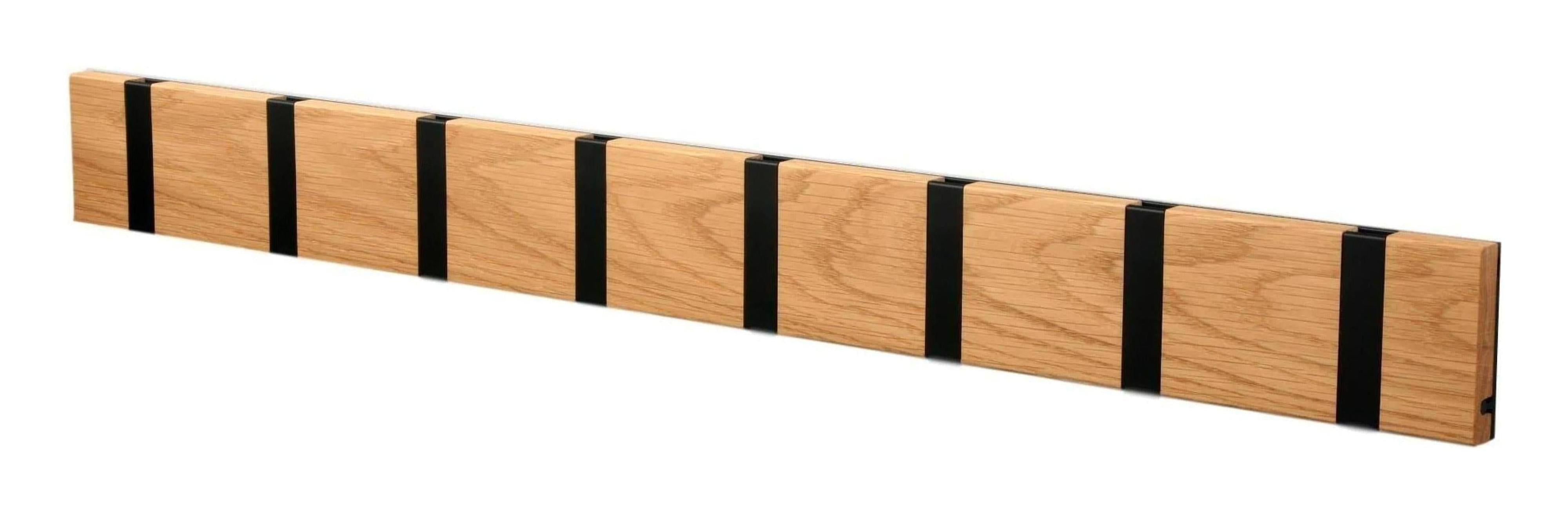 [product_category]-Loca Knax Horizontal Coat Rack 8 Hooks, Oak Oiled/Black-LOCA-5711394180616-10891O-LOC-1