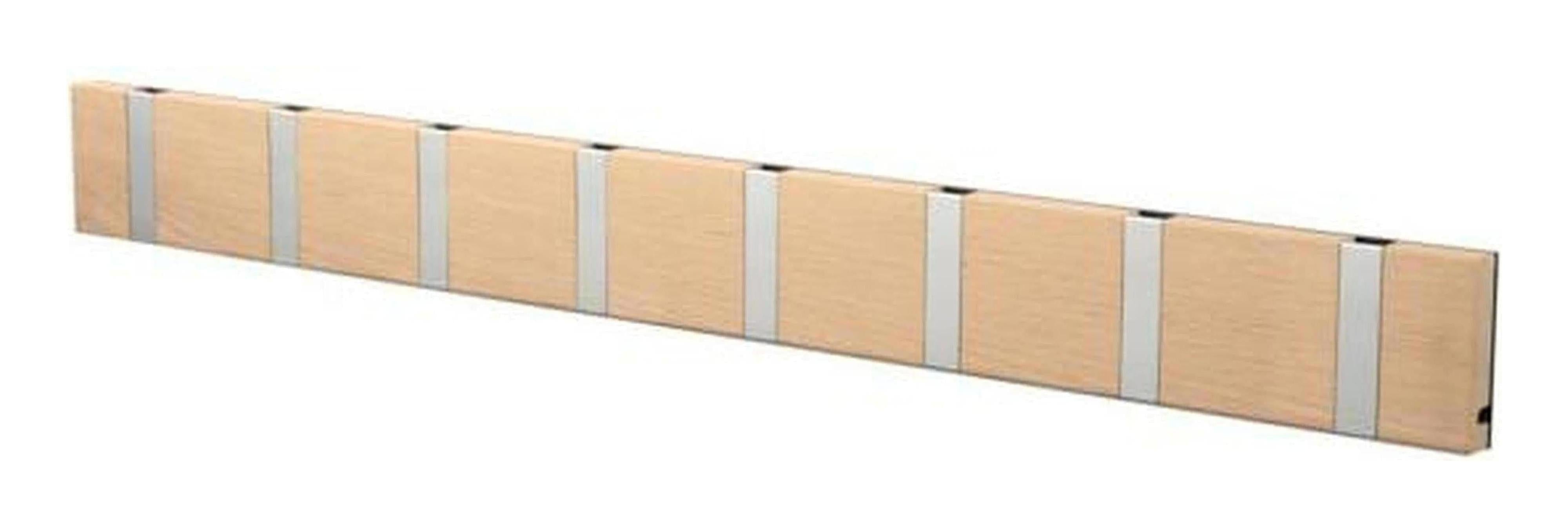 [product_category]-Loca Knax Horizontal Coat Rack 8 Hooks, Oak Untreated/Grey-LOCA-5711394180661-10892U-LOC-1