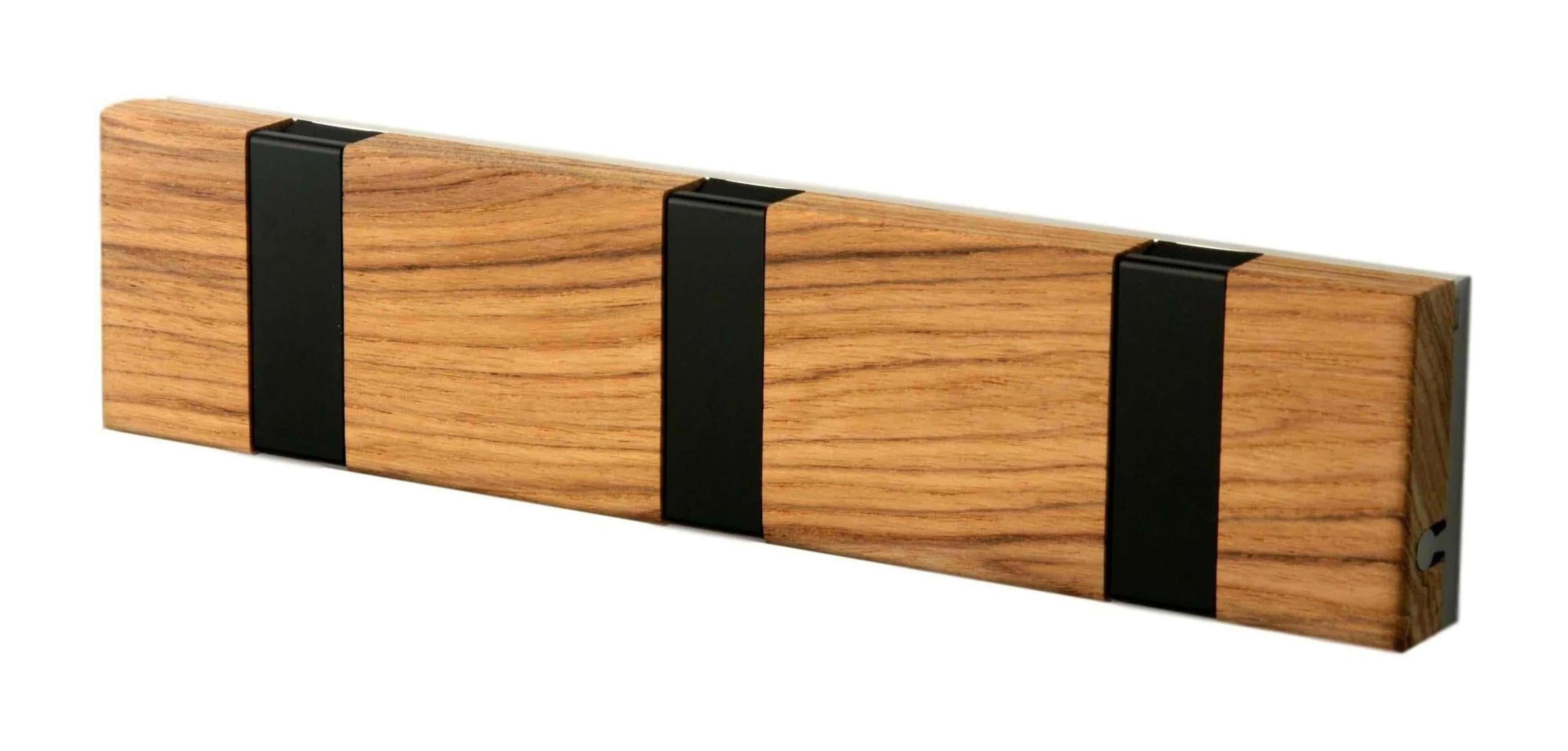 [product_category]-Loca Knax Lite Horizontal Coat Rack 3 Hooks, Teak Untreated/Black-LOCA-5711394953432-903131-LOC-1