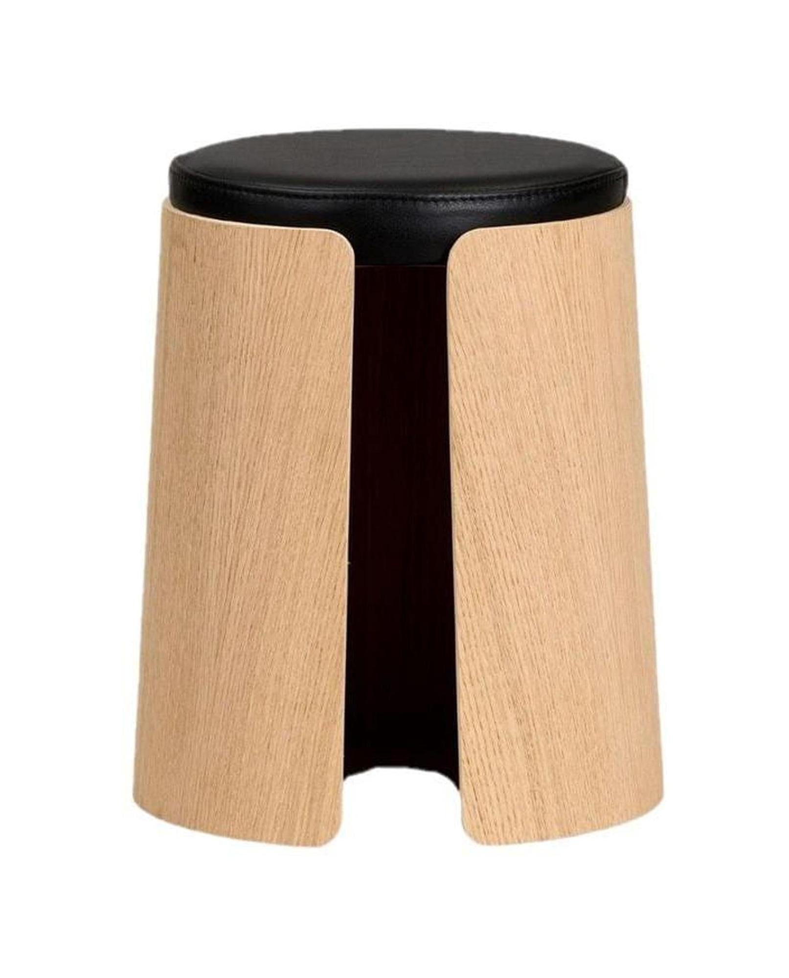 [product_category]-Loca Knax Stool Oak Soaped/Black Leather Cushion, Medium-LOCA-5711394954453-140498-LOC-1