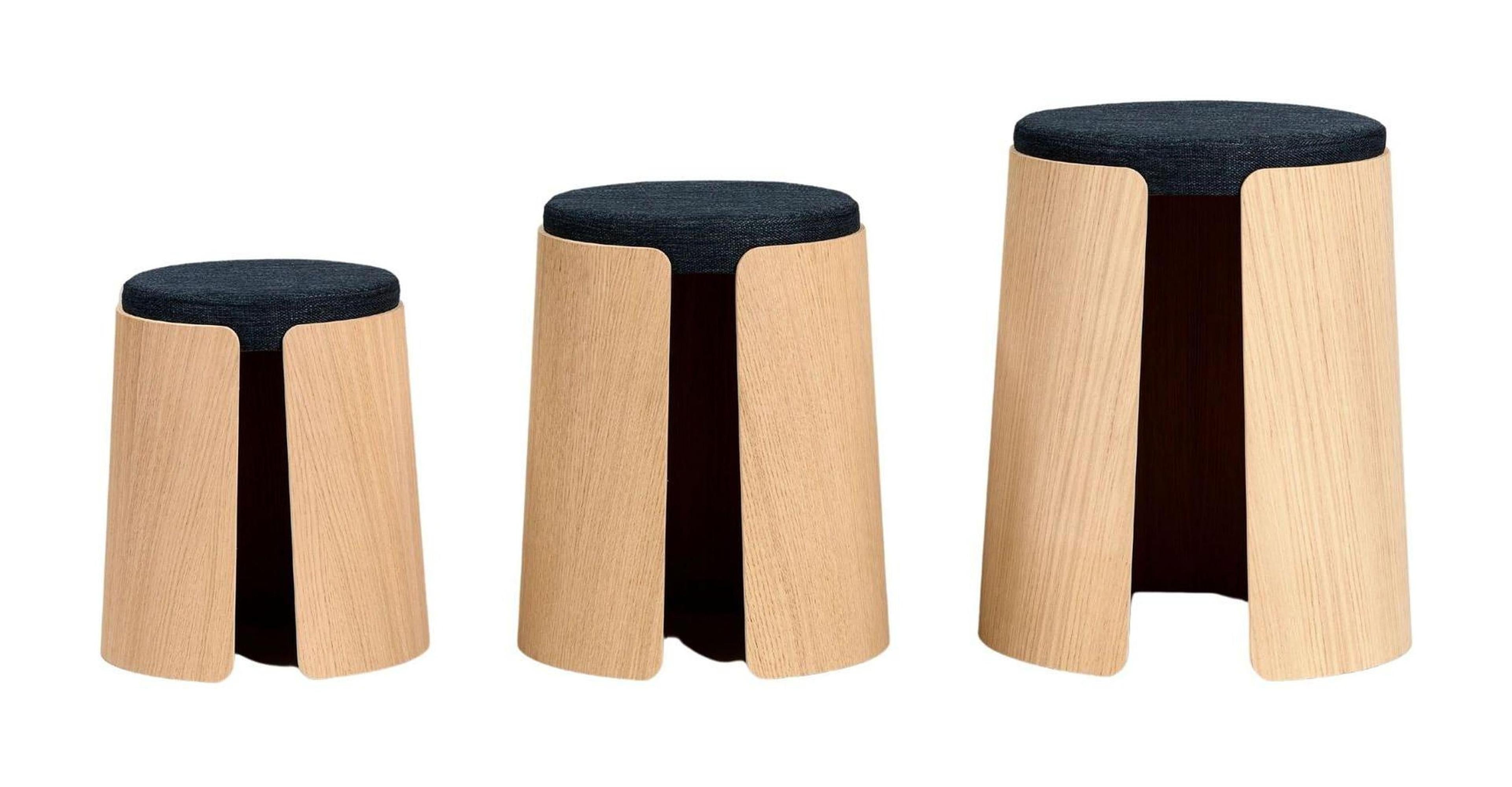 [product_category]-Loca Knax Stool Oak Soaped/Dark Blue Fabric Cushion, Set Of 3-LOCA-5711394954552-140899-LOC-1