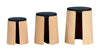 Loca Knax Stool Oak Soaped/Dark Blue Fabric Cushion, Set Of 3