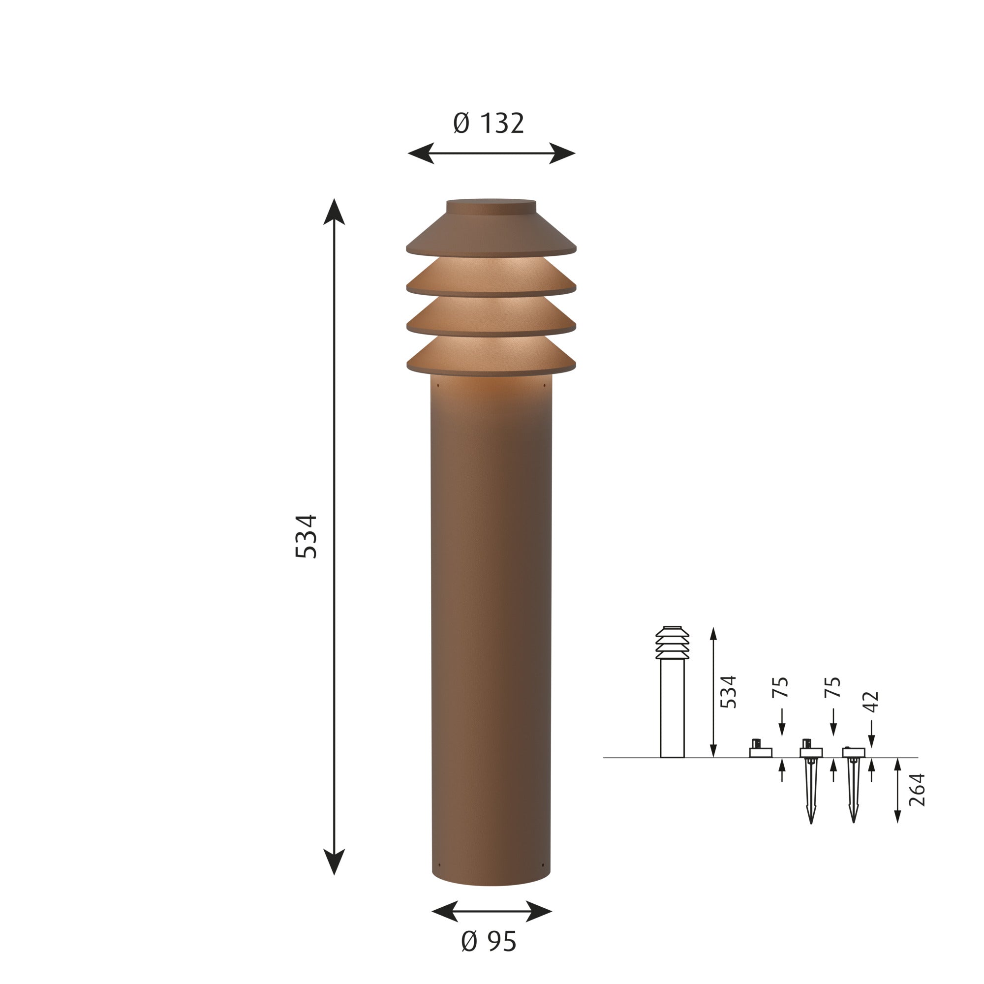 [product_category]-Louis Poulsen Bysted Garden Bollard Lamp Large Cortenfarben Led 3000 K With Base Plate O/Adapter-Louis Poulsen-5714693844944-5747404566-LOU-2