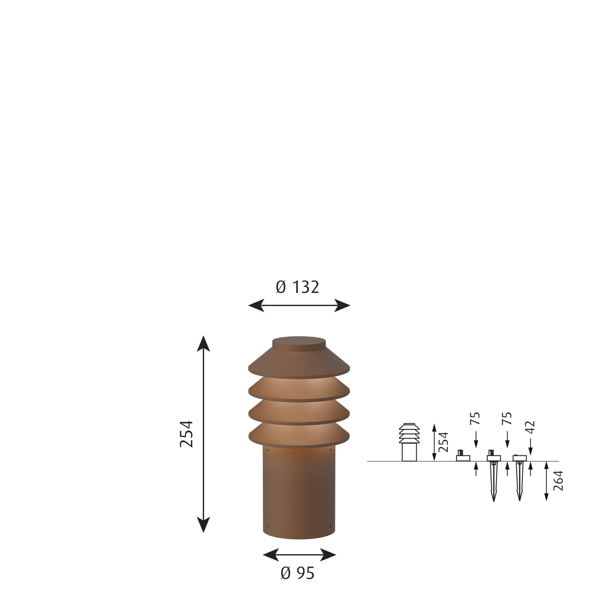 [product_category]-Louis Poulsen Bysted Garden Bollard Light Small Cortenfarben Led 3000 K With Base Plate O/Adapter-Louis Poulsen-5714693843688-5747404508-LOU-2
