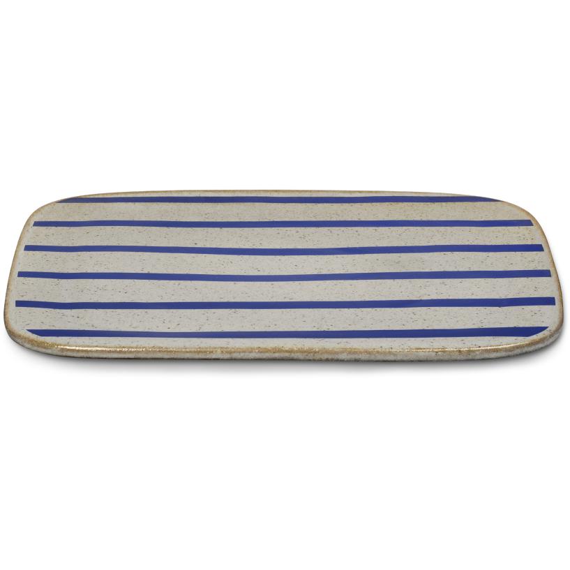 Lyngby Porcelæn Dan ild serveringsplade 27 x27 stribet porcelæn