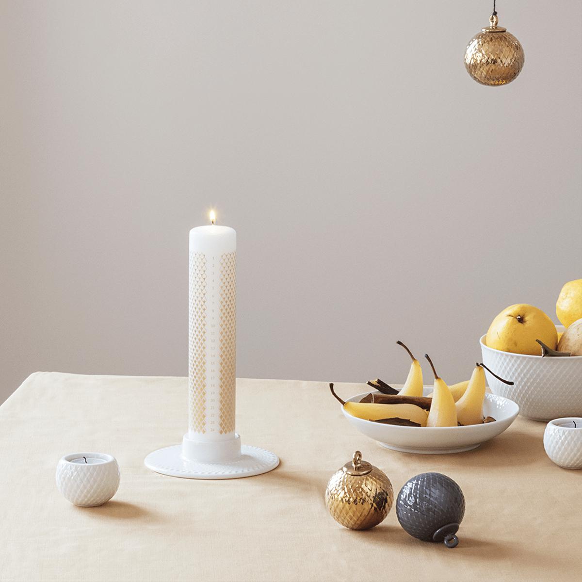 [product_category]-Lyngby Rhombe Block Candlestick ø14,5cm, White-Lyngby Porcelæn-5711507017310-201731-LYN-4
