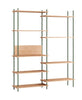 Moebe Shelving System S.200.2.A, Oak/Pine Green