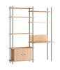 Moebe Shelving System S.200.2.E, Oak/Pine Green
