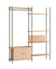 Moebe Shelving System S.200.2.G, Oak/Pine Green