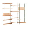 Moebe Shelving System S.200.3.A, Oak/Pine Green