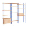 Moebe Shelving System S.200.3.D, Oak/Deep Blue