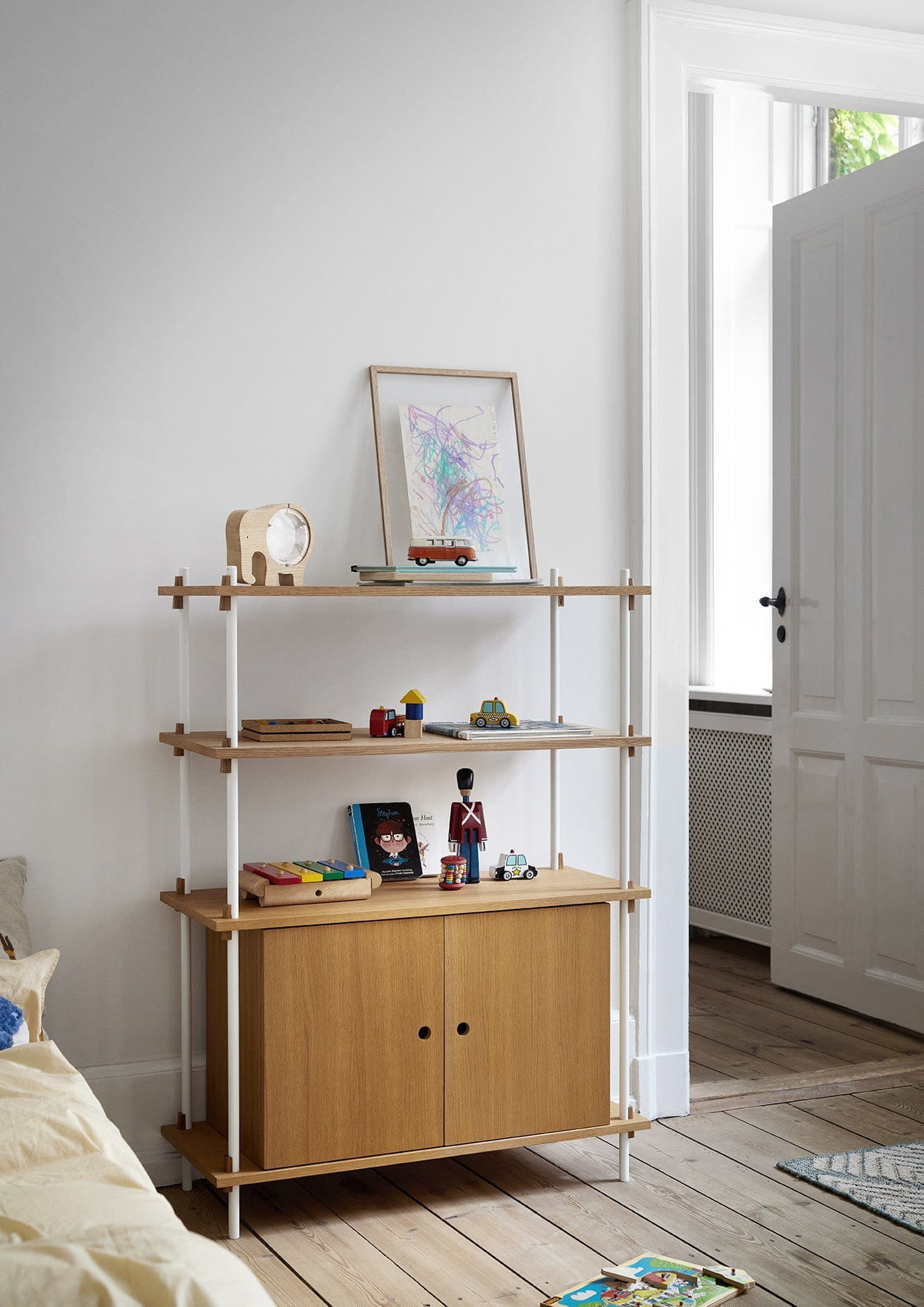 [product_category]-Moebe Shelving System S.255.1.B, Oak/White-Moebe-5713520007828-S.255.1.B.OA.WH-MOE-11