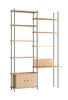 Moebe Shelving System S.255.2.E, Oak/Pine Green