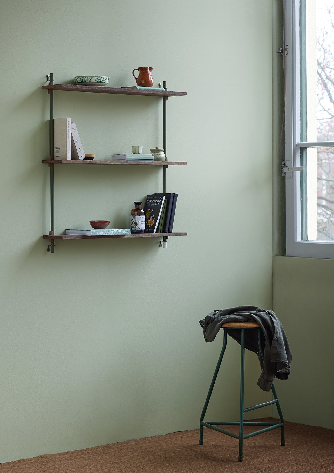 [product_category]-Moebe Wall Shelving Ws.115.2, Smoked Oak/Pine Green-Moebe-5713520013171-WS.115.2.SO.PG-MOE-7