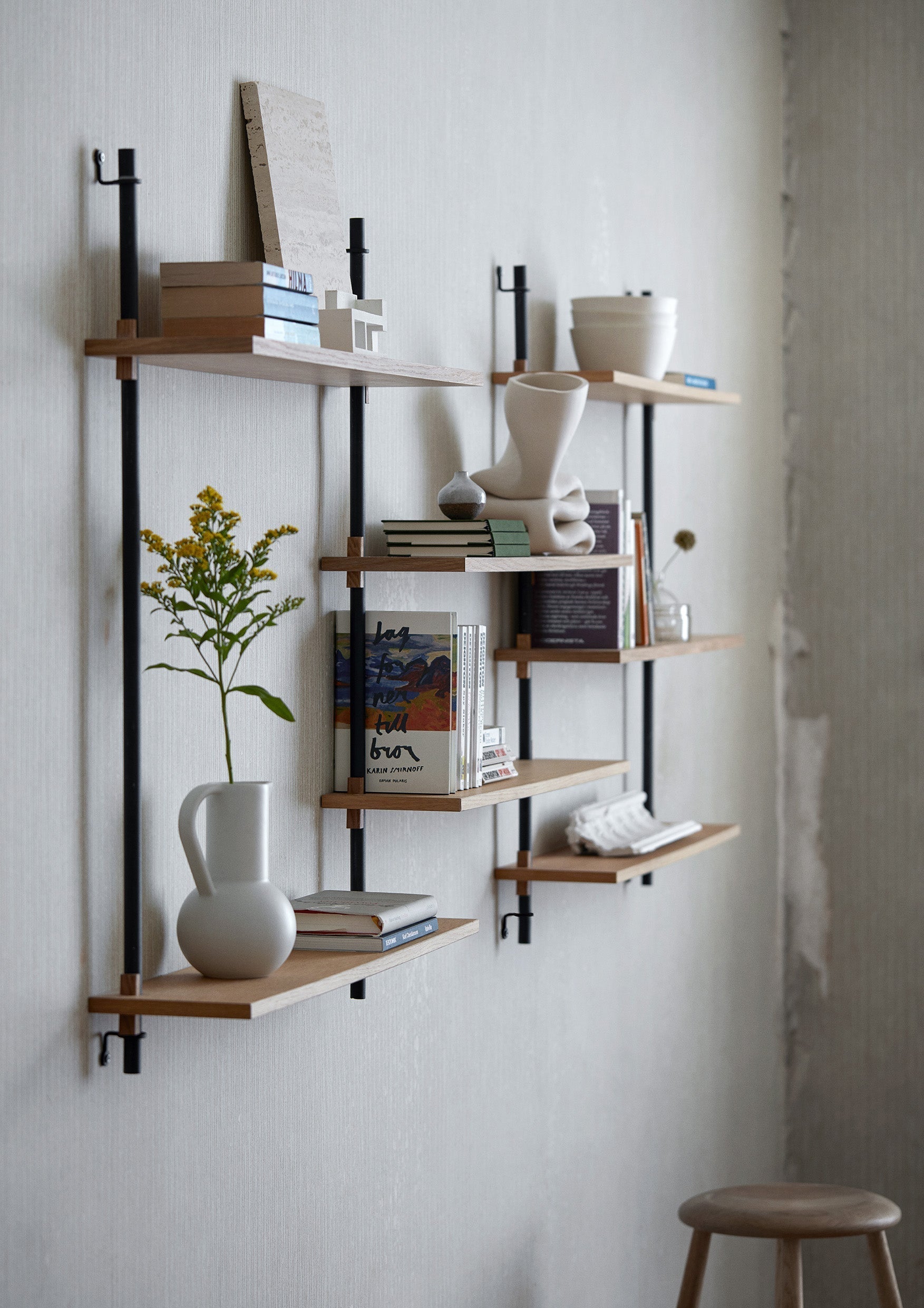 [product_category]-Moebe Wall Shelving Ws.65.1, Oak/Black-Moebe-5713520005138-WS.65.1.OA.BL-MOE-20