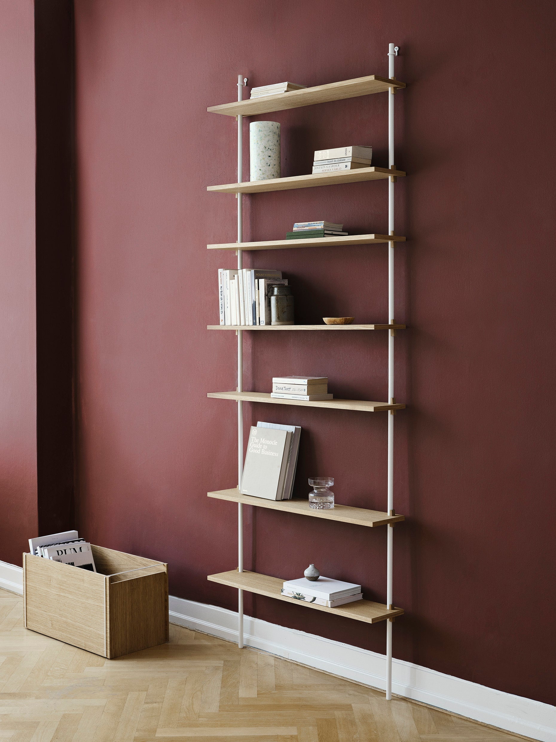 [product_category]-Moebe Wall Shelving Ws.85.1, Oak/White-Moebe-5713520007521-WS.85.1.OA.WH-MOE-21
