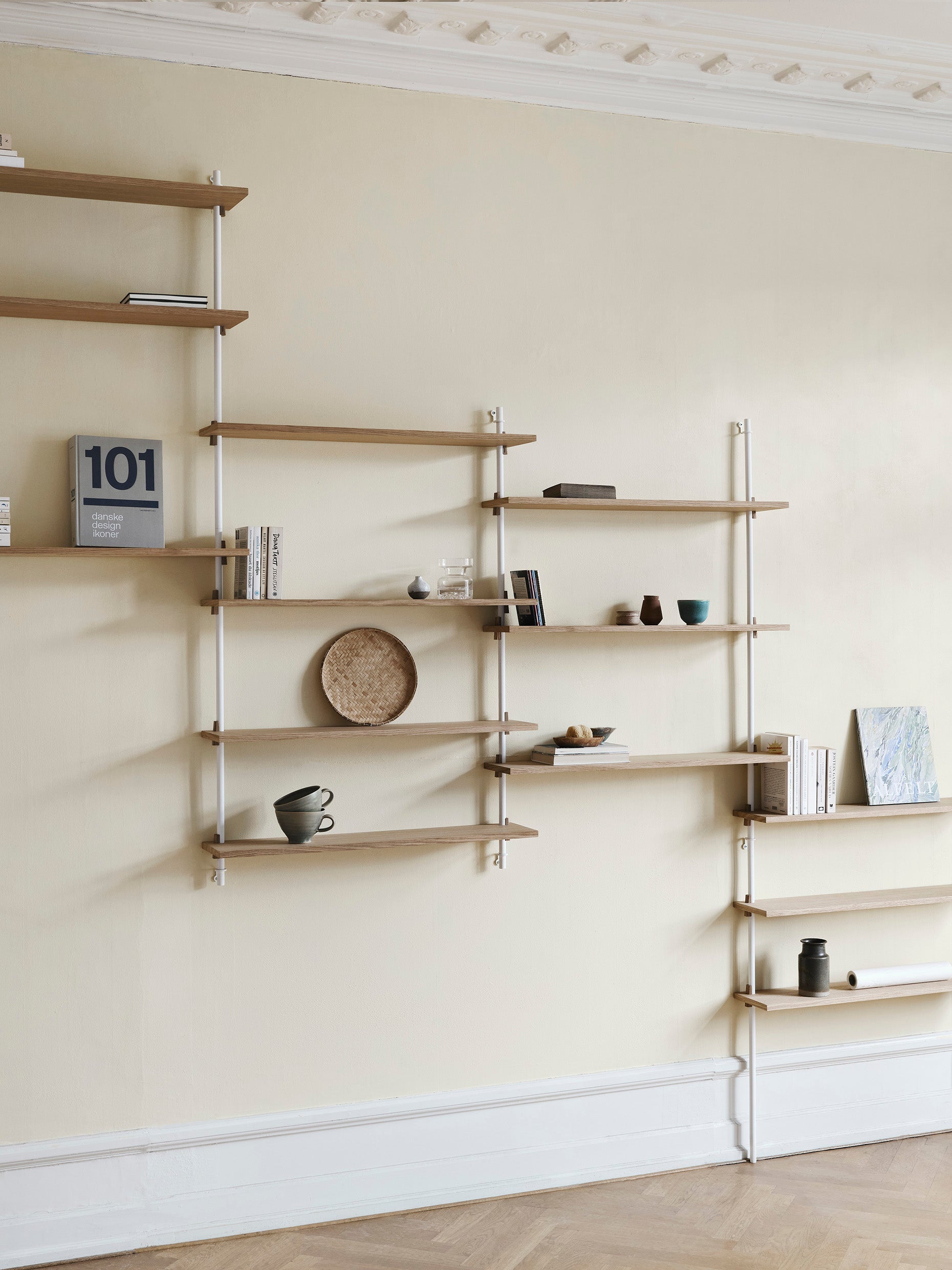 [product_category]-Moebe Wall Shelving Ws.85.1, Oak/White-Moebe-5713520007521-WS.85.1.OA.WH-MOE-23
