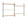 Moebe Wall Shelving Ws.85.2, Oak/Pine Green