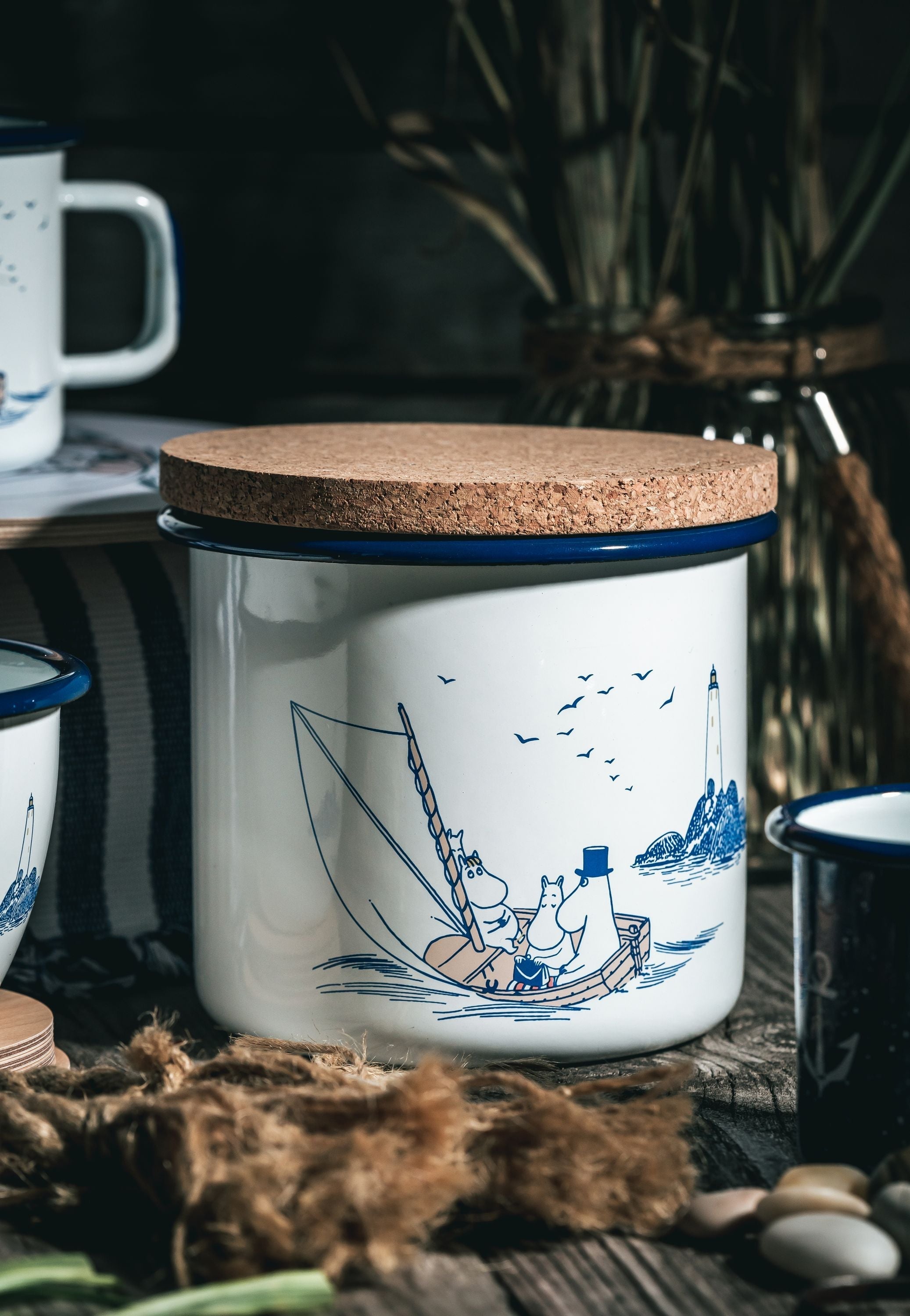 [product_category]-Muurla Moomin Enamel Jar With Cork Lid Sailors-Muurla-6416114969821-1721-130-01-MUU-18