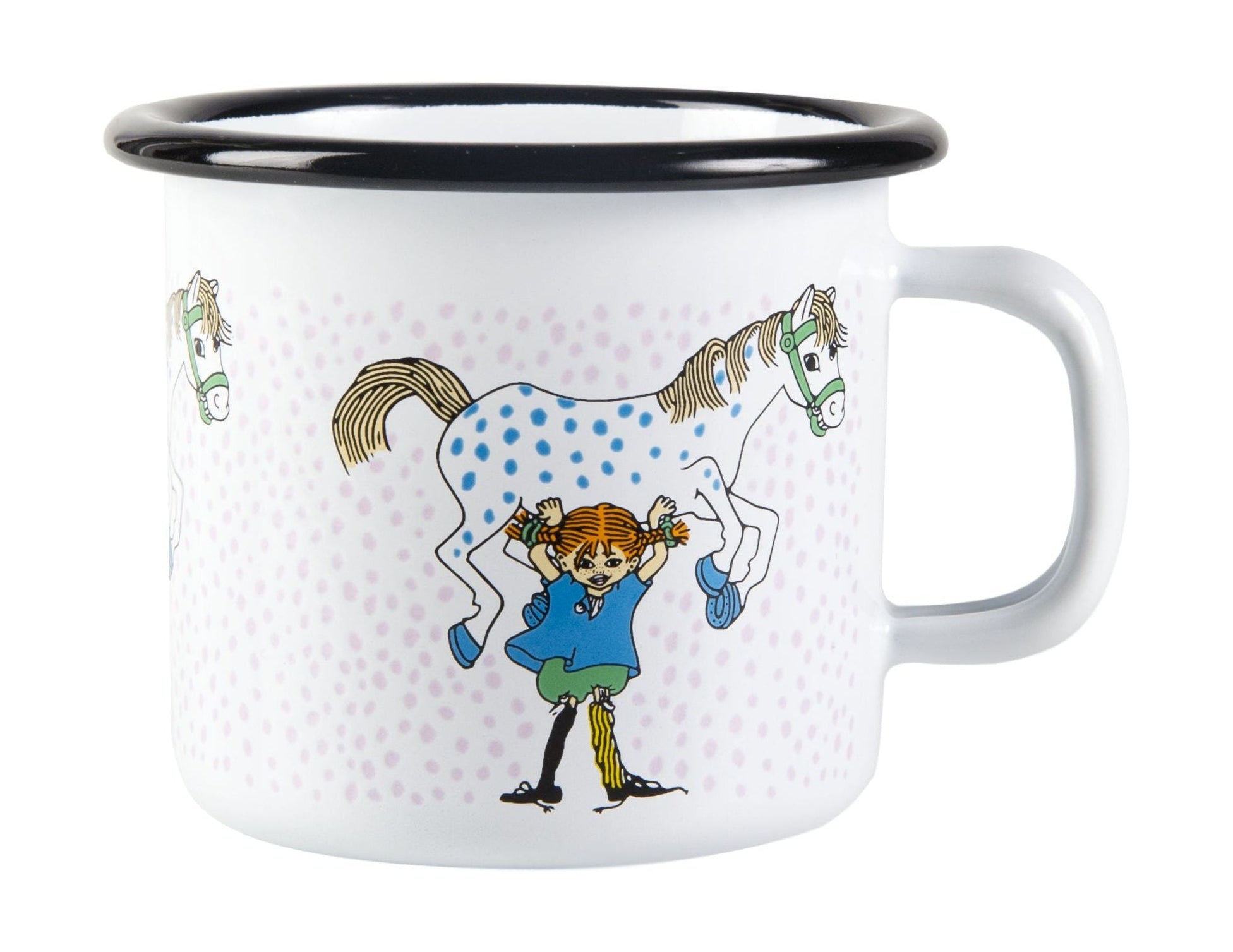 [product_category]-Muurla Pippi Longstocking Enamel Mug, Pippi And The Horse, White-Muurla-6416114961900-1404-025-02-MUU-1