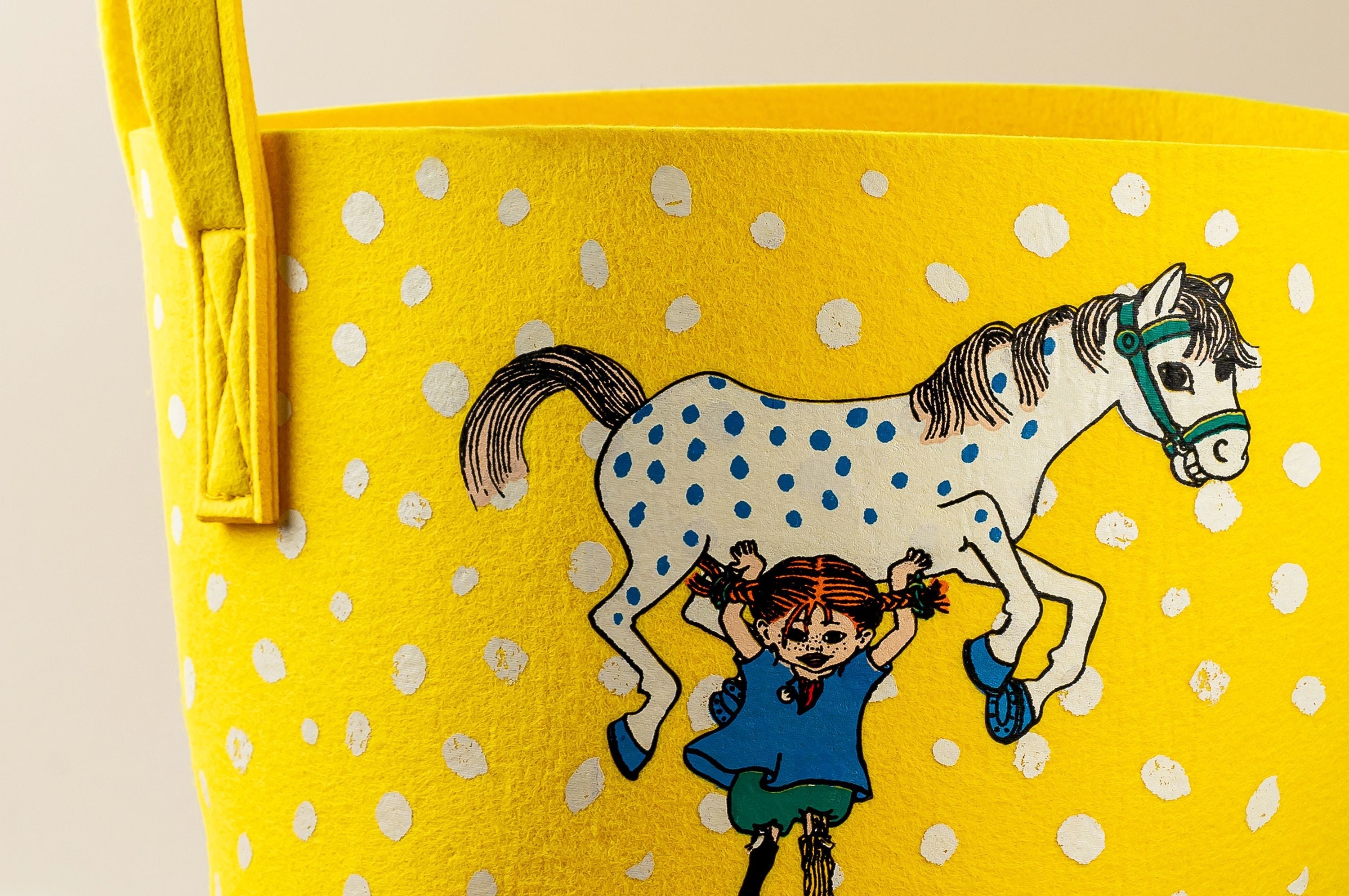 [product_category]-Muurla Pippi Longstocking Storage Basket, Pippi And The Horse, Yellow-Muurla-6416114966707-40-170-01-MUU-6