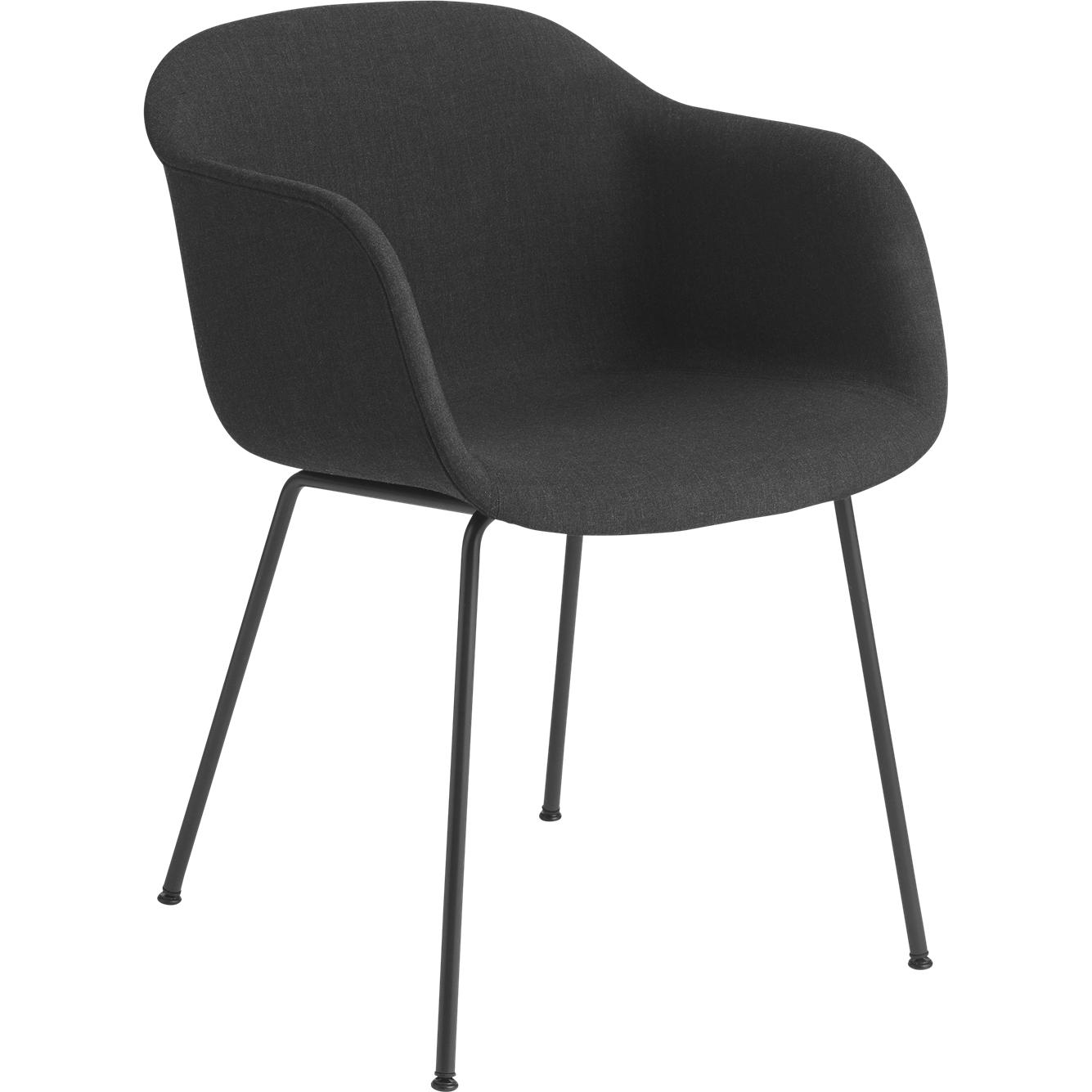 Muuto Fiber lænestolsrørbase, stofsæde, sort