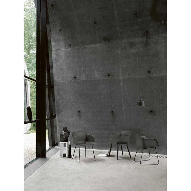 Muuto Fiber lænestolsrørbase, stofsæde, sort