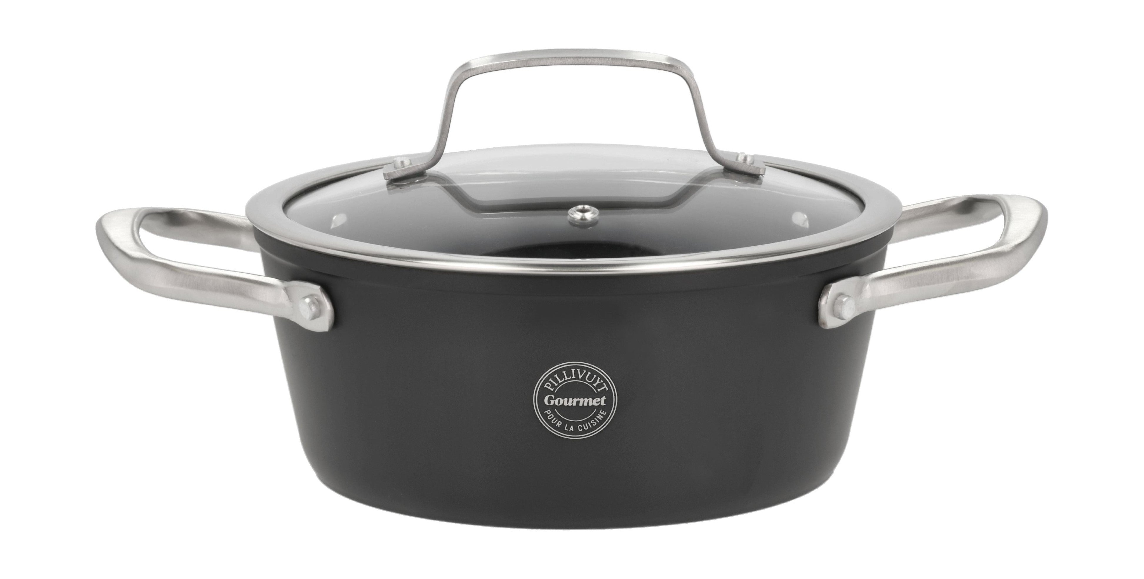 [product_category]-Pillivuyt Gourmet Travo Pot With Glass Lid ø20 Cm 2.1 Liter Black-Pillivuyt Gourmet-5722000306085-30608-PIL-1