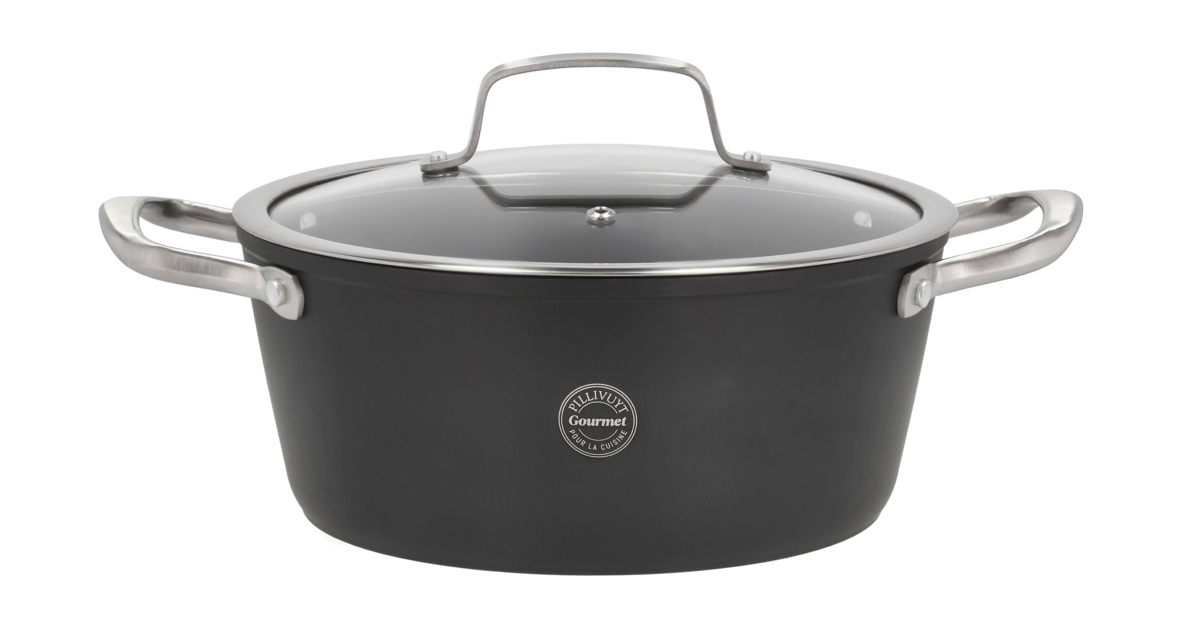 [product_category]-Pillivuyt Gourmet Travo Pot With Glass Lid ø24 Cm 3.8 Liter Black-Pillivuyt Gourmet-5722000306092-30609-PIL-1