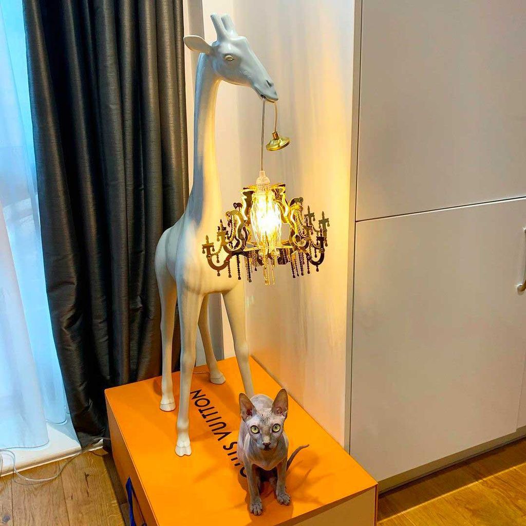 [product_category]-Qeeboo Giraffe In Love Floor Lamp Xs H 1m, Cold Sand-Qeeboo-8052049054164-28001CS-QEE-5