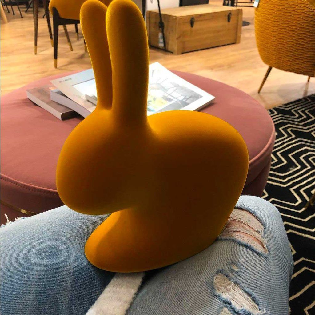 [product_category]-Qeeboo Rabbit Velvet Bookend Xs, Red-Qeeboo-8052049053808-90007RE-FL-QEE-8