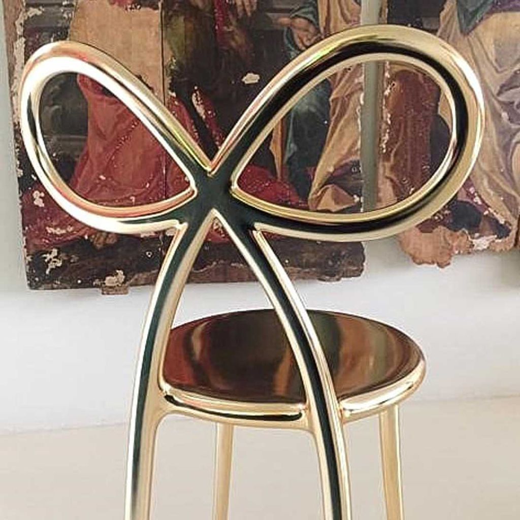 [product_category]-Qeeboo Ribbon Chair Metal Finish By Nika Zupanc Set Of 2, Gold-Qeeboo-8052049051705-80002GO-QEE-8