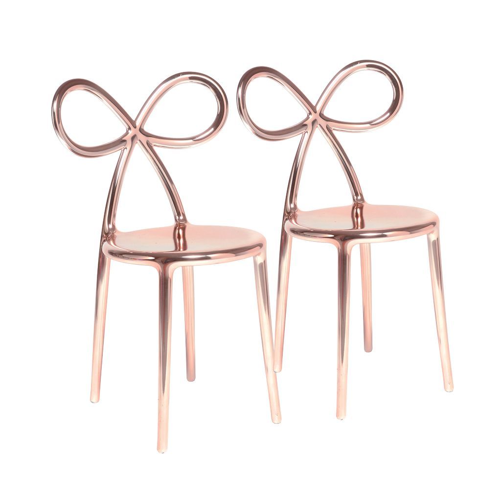 [product_category]-Qeeboo Ribbon Chair Metal Finish By Nika Zupanc Set Of 2, Pink Gold-Qeeboo-8052049051729-80002PG-QEE-2
