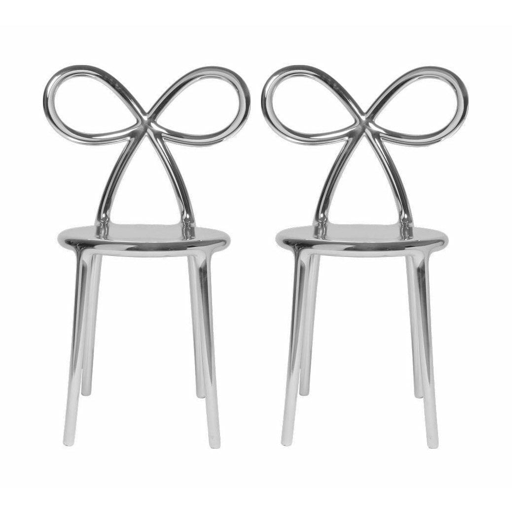 [product_category]-Qeeboo Ribbon Chair Metal Finish By Nika Zupanc Set Of 2, Silver-Qeeboo-8052049051743-80002SI-QEE-1