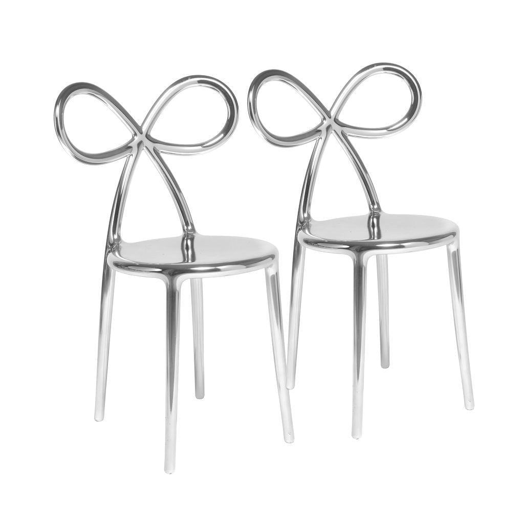 [product_category]-Qeeboo Ribbon Chair Metal Finish By Nika Zupanc Set Of 2, Silver-Qeeboo-8052049051743-80002SI-QEE-2