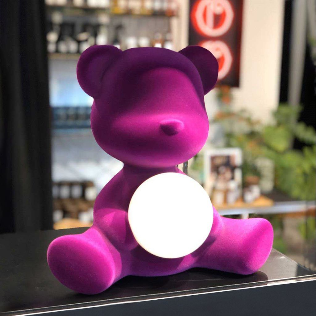 [product_category]-Qeeboo Teddy Girl Led Rechargeable Table Lamp Velvet Finish, Dark Brown-Qeeboo-8052049054782-25002DB-FL-QEE-12