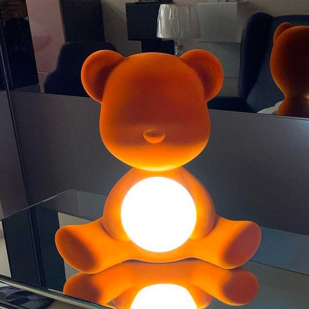[product_category]-Qeeboo Teddy Girl Led Rechargeable Table Lamp Velvet Finish, Dark Brown-Qeeboo-8052049054782-25002DB-FL-QEE-13