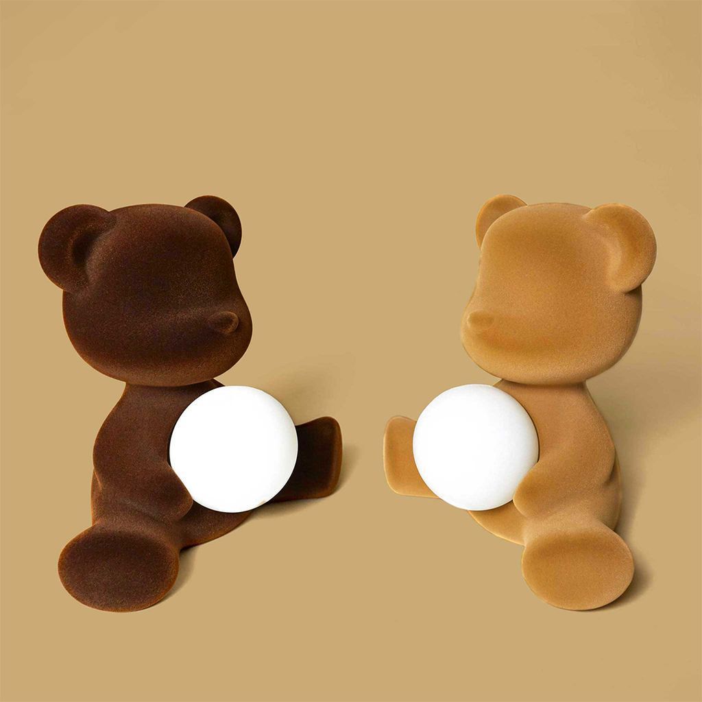 [product_category]-Qeeboo Teddy Girl Led Rechargeable Table Lamp Velvet Finish, Dark Brown-Qeeboo-8052049054782-25002DB-FL-QEE-14