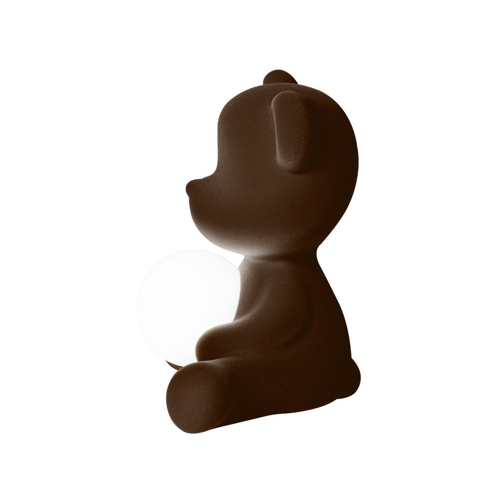 [product_category]-Qeeboo Teddy Girl Led Rechargeable Table Lamp Velvet Finish, Dark Brown-Qeeboo-8052049054782-25002DB-FL-QEE-4