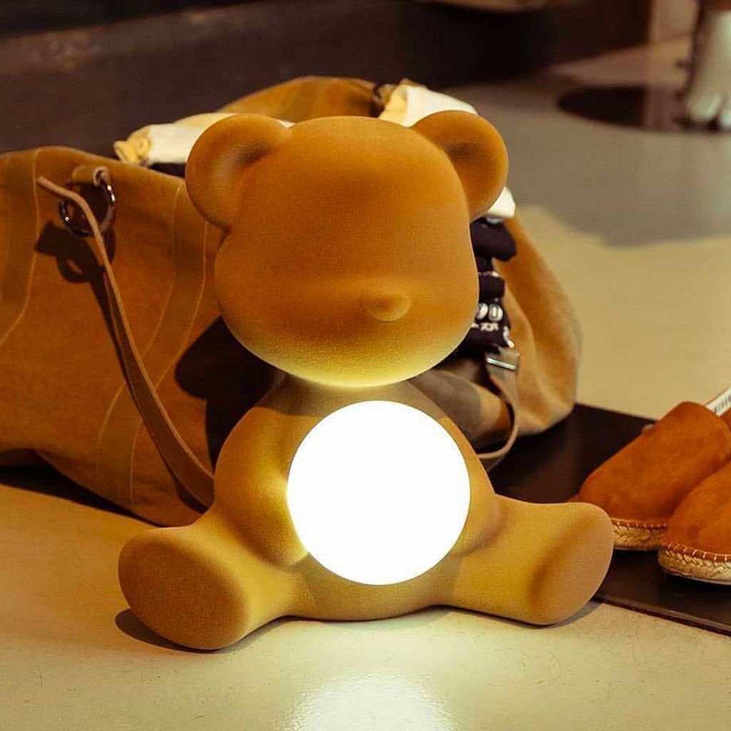 [product_category]-Qeeboo Teddy Girl Led Rechargeable Table Lamp Velvet Finish, Dark Brown-Qeeboo-8052049054782-25002DB-FL-QEE-7