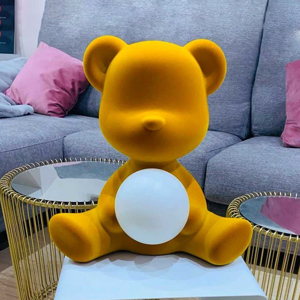 [product_category]-Qeeboo Teddy Girl Led Rechargeable Table Lamp Velvet Finish, Dark Brown-Qeeboo-8052049054782-25002DB-FL-QEE-8