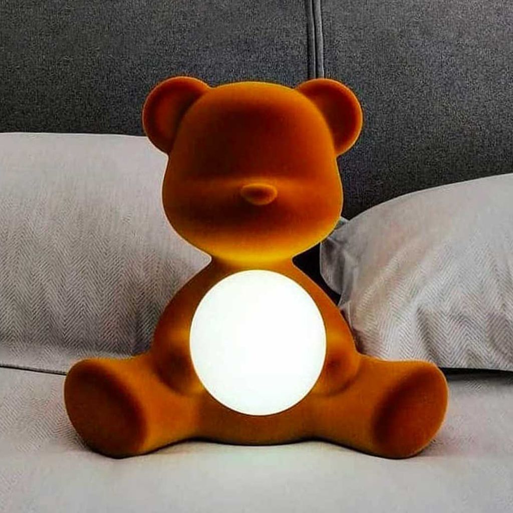 [product_category]-Qeeboo Teddy Girl Led Rechargeable Table Lamp Velvet Finish, Dark Brown-Qeeboo-8052049054782-25002DB-FL-QEE-9